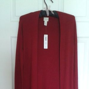 CHICO'S midi long sleeve burgundy cardigan NWT